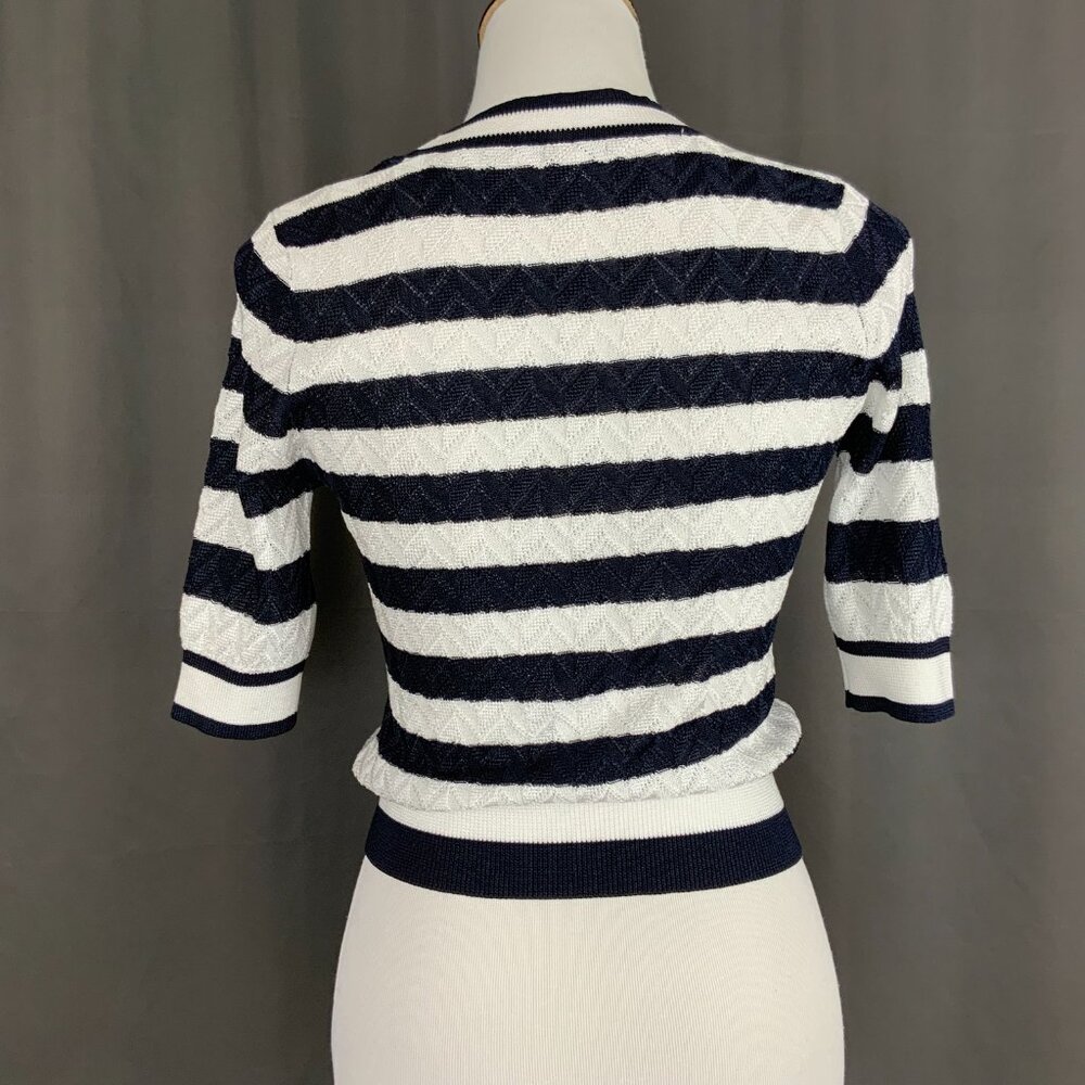 New Veronica Beard Lisbeth Nvy & White Striped Knit Top Sz XS - Picture 4 of 16